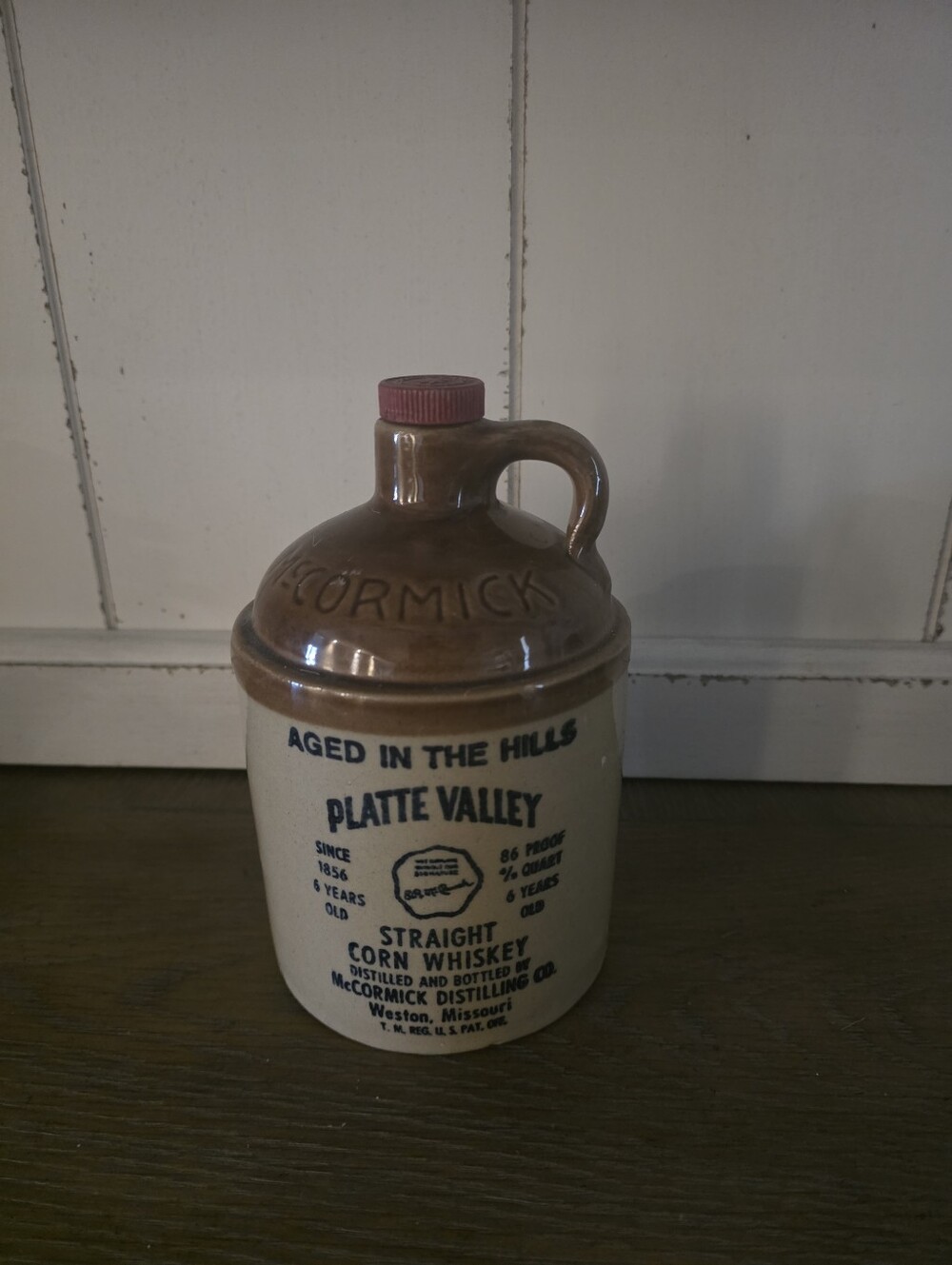 Platte Valley Brown and Cream Ceramic Whiskey Jug